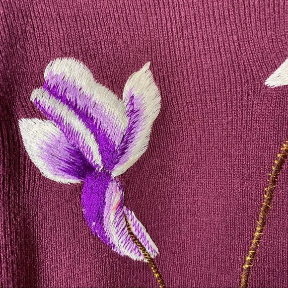 Vintage Lilly of California‎ Purple Sweater Orchids Size Small Pinup Girl Cali S - Picture 6 of 11